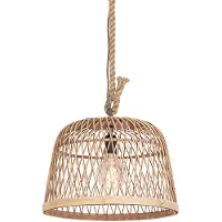 QAZQA Smart rustik pendellampa rotting inkl. Wifi G125 glödlampa - Calamus