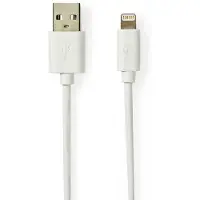 Nedis Lightning Kabel | USB 2.0 | Apple Lightning, 8-stifts | USB-A Hane | 480 Mbps | Guldplaterad | 2.00 m | Rund | PVC | Grå / Vit | Låda