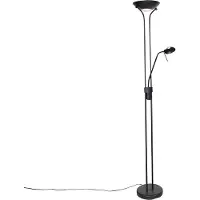 QAZQA Modern golvlampa svart med läslampa inkl LED dim-to-warm - Diva