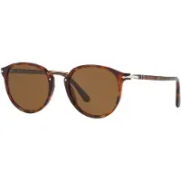 Persol Oval Herr Havana Bruna Polariserade Solglasögon
