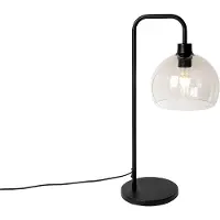 QAZQA Modern bordslampa svart med rökfärgad skärm - Maly