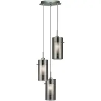 Searchlight Hänglampa Duo 2, dimbar, Förkromad / silver, Vardagsrum / matsal, Glas, Modern, Pendellampa