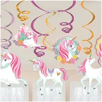 Amscan Swirls Unicorn Party Hängande Dekoration - 12-pack