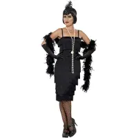 Smiffys Flapper Svart Lång Maskeraddräkt - Large