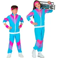 Widmann Blå 80-tals joggingdräkt maskerad (för barn/teens, flicka)
