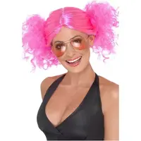 Vegaoo 80-tals Neonrosa Peruk med Tofsar - One size
