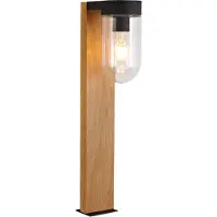 Brilliant 96373/76 Cabar utomhusstolpbelysning LED (RGB) E27 trä (mörk), svart