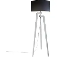 QAZQA Golvlampa stativ vit med skärm 50 cm svart - Puros