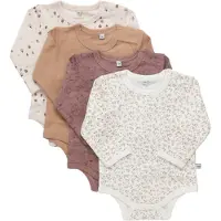 Pippi Baby Bodies l/ä - 4-pack - Burlwood - - 1 år (80) - Body L/Ä
