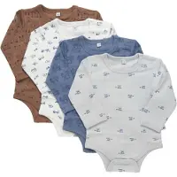 Pippi Baby Bodies l/ä - 4-pack - Blue Mirage - - 50 - Body L/Ä