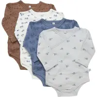 Pippi Baby Omlott Bodies l/ä - 4-pack - Blue Mirage - - 68 - Body L/Ä