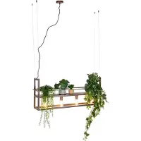 QAZQA Industriell pendellampa rostbrun med hyllplan 4-ljus - Cage Rack
