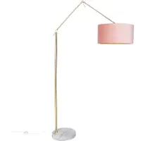 QAZQA Modern golvlampa guld sammetsskärm rosa 50 cm - Editor