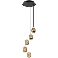 Highlight Glas pendellampa Golden Egg, dimbar, Creme / bärnsten, Vardagsrum / matsal, Glas, Modern, Pendellampa