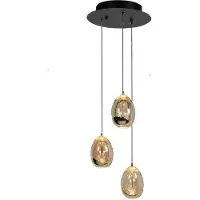 Highlight Glas pendellampa Golden Egg, dimbar, Creme / bärnsten, Vardagsrum / matsal, Glas, Modern, Pendellampa