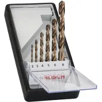 Bosch 2607019924 HSS Metall-spiralborrset 6 delar 2 mm, 3 mm, 4 mm, 5 mm, 6 mm, 8 mm Cobalt DIN 338 Cylinderskaft 1 set