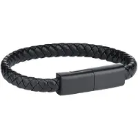 Silver Bar USB-laddnigskabel-armband svart C-serien Android 20,5 cm 2287