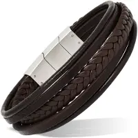 Ace of Spades brun armband läder/stål SSLB-114