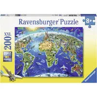Ravensburger Pussel 200 bitar Världskarta m landmärken