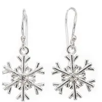 Silver Bar snöflinga hängande zirkon örhängen 27 mm 7772