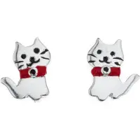 Silver Bar Bob the cat katt örhängen 5 x 8 mm 8369