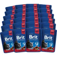 Brit Premium Cat Adult Kattpåsar med nötkött och ärtor 24 x 100 g