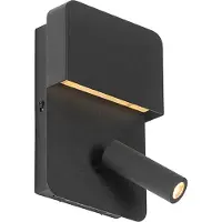 QAZQA Vägglampa svart inkl LED med USB och läslampa med strömbrytare - Robin