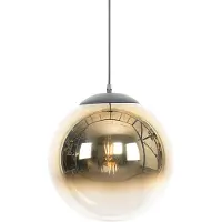 QAZQA Art Deco Hänglampa svart med guldfärgat glas 33 cm - Pallon