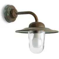 MORETTI Luce Vägglampa utomhus Casale, dimbar, Brun / mässing, Mässing, Antik