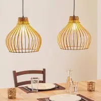 TEMAR LIGHTING Hänglampa Barrel , dimbar, Ljust trä, Vardagsrum / matsal, Trä, Lantlig / rustik, Pendellampa