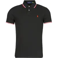 Ralph Lauren för män. 710842621001 Custom Slim Fit piké pikétröja svart (XL), Casual, Bomull, Klassisk, Kort ärm