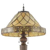 Clayre & Eef Tiffany golvlampa DIAMOND, Creme / bärnsten, Vardagsrum / matsal, Glas, Tiffany, Golvlampa