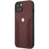 BMW Curve Perforate-fodral i läder för iPhone 13 - Röd