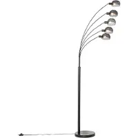 QAZQA Design golvlampa svart med rökglas 5-ljus - Sixties Marmo
