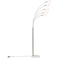QAZQA Design golvlampa stål med opalglas 5-ljus - Sixties Marmo