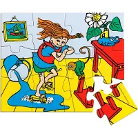 Peppi Pitkätossu Pippi Träpussel 12 Bitar