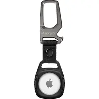 Spigen Rugged Armor - Fodral för airtag - stainless steel, tyg, zinklegering, kolfiber - mattsvart - för Apple AirTag