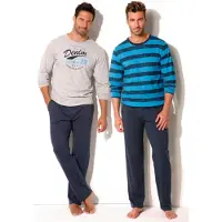 H.I.S. Pyjamas lång beige / blå