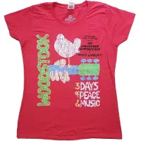 Ginza.se Woodstock: Ladies T-Shirt/Vintage Classic Poster (Red) (X-Small)