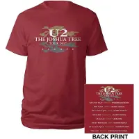 Ginza.se U2: Unisex T-Shirt/Joshua Tree 2017 (Red) (Back Print & Ex-Tour) (Medium)