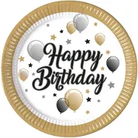 GoDan S.A Happy Birthday papperstallrikar 23 cm, 8 st