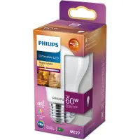 Philips - LED-glödlampa - form: A60 - glaserad finish - E27 - 5.9 W (motsvarande 60 W) - klass D - varmt vitt ljus - 2700 K - matt