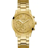 GUESS Analog klocka 'Solar' mörkbrun / guld