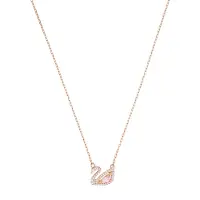 Swarovski Halsband 'Swan' roséguld / rosa / vit