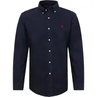 Ralph Lauren för män. 710772290002 Oxfordskjorta med anpassad passform marinblå (M), Casual, Bomull, Lång ärm, Marino