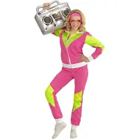 Generik 80-tals Träningsoverall Rosa Maskeraddräkt - Large