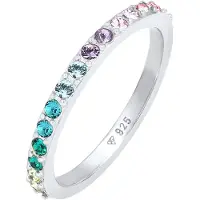 Elli Ring 'Rainbow' smaragd / ljuslila / ljusrosa / silver