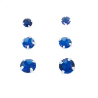 Silver Bar smyckeset med tre par zirkonia örhängen blue 8741