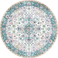 FRAAI Rund vintage matta | Lily Oriental blå/rosa hos Volero | Ø 160 cm | Polyester | | Rund | Plattvävd
