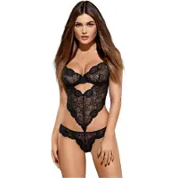 Obsessive - body för damer - blommig spets - svart